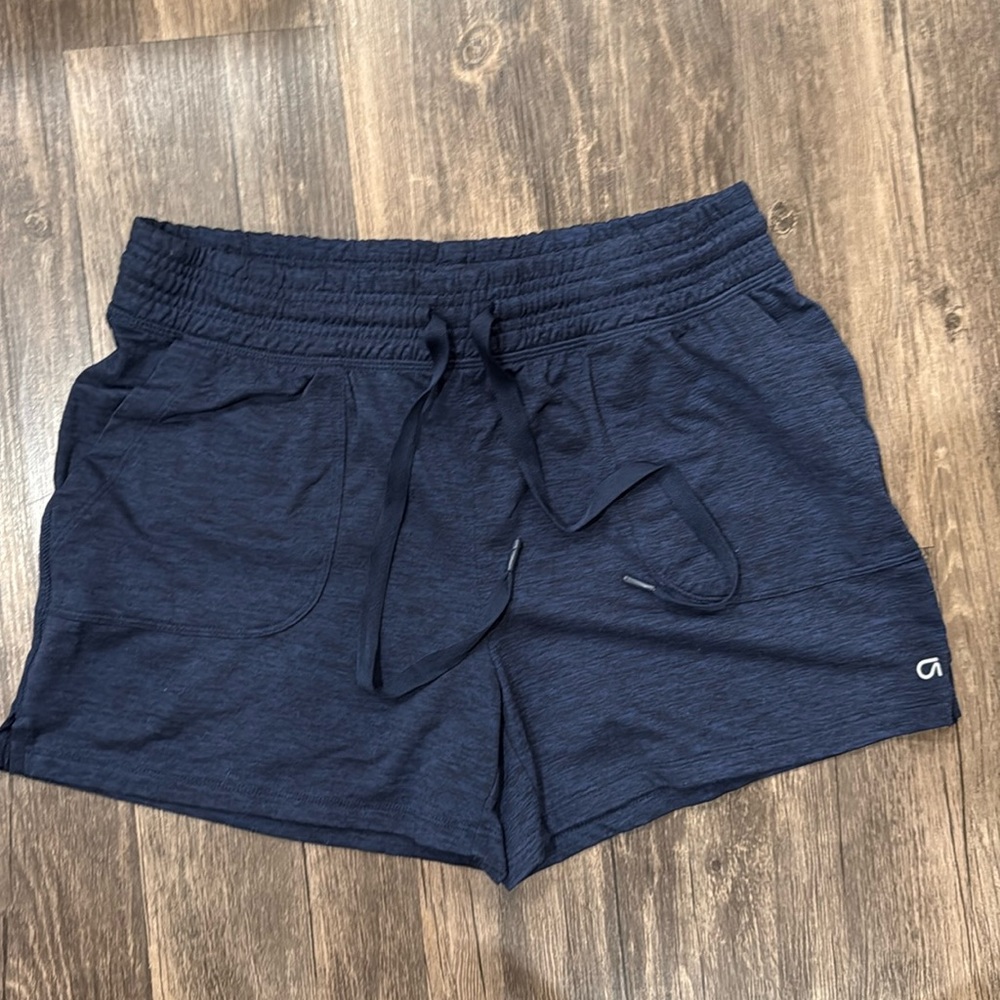 GAP Fit Shorts Brushed Tech Jersey Heather Navy Blue Women’s S Small Pockets